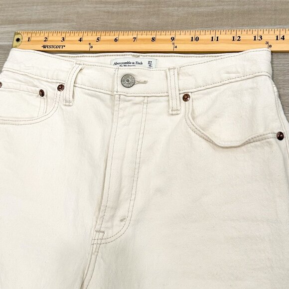Abercrombie & Fitch The ‘90s Straight Ultra High Rise in Cream Vent Hem Sz 27/4R - Picture 10 of 16